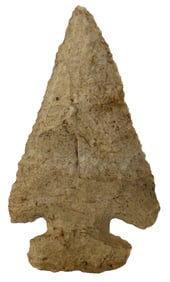 3 1/2” Thebes. Tan Flint. Madison County, Missouri. Ex Nick Gatses and Steve Ford Collections.