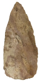 4 1/2” Adena. Orangest/Tan Material.&nbsp; Ohio. Ex Richard Tebbs.