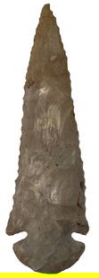 4 1/8" Dovetail. Ft Payne Chert. Alabama. Minor chip ontip and ear. Ex Jack Hall Collection.: 4 1/8" Dovetail. Ft Payne Chert. Alabama. Minor chip ontip and ear. Ex Jack Hall Collection.