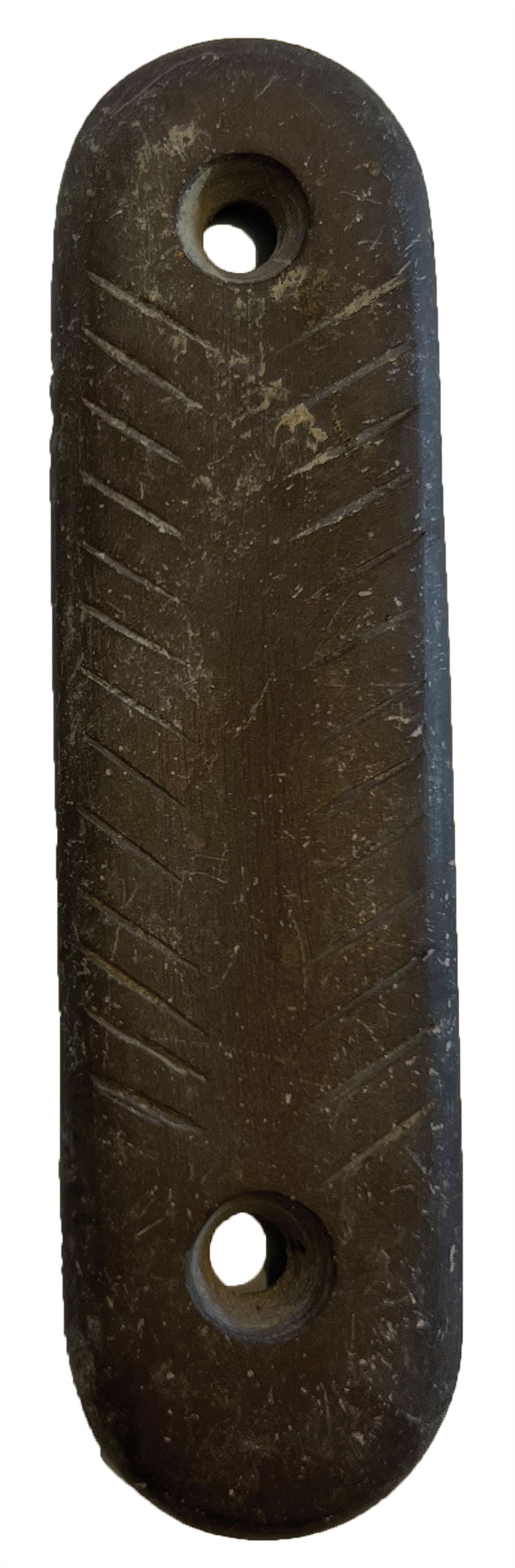 4 1/4" Gorget. Tallies on one side. Red/Brown Slate. Ohio. Ex Bob Croasdale Collection. (1 of 2)