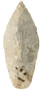 4" Lanceolate. Burlington Chert. Midwest. Ex Bob Croasdale Collection.: 4" Lanceolate. Burlington Chert. Midwest. Ex Bob Croasdale Collection.