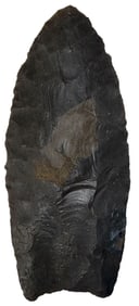 3 5/16" Clovis. Black Color Chert. Rush County, Indiana. Ex John Robinson. Rogers COA.