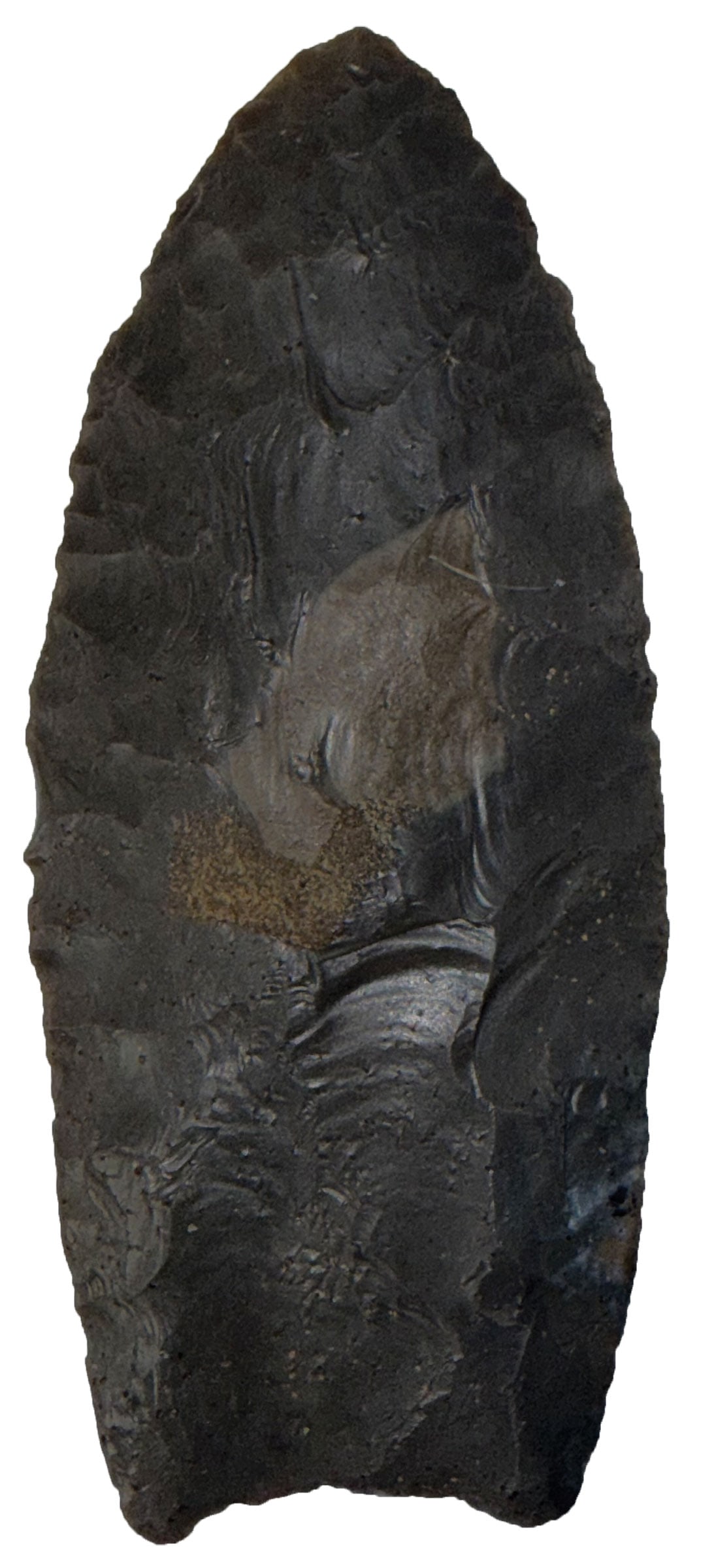 3 5/16" Clovis. Black Color Chert. Rush County, Indiana. Ex John Robinson. Rogers COA. (1 of 3)