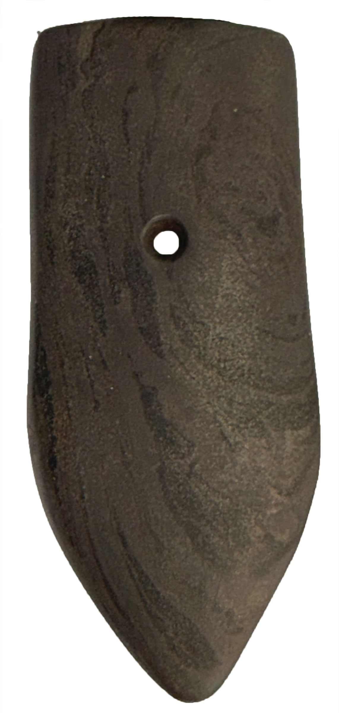 4 13/16" Pentagonal Pendant. Red/Greenish Slate. Ohio. Ex William Allen. Jackson COA. (1 of 3)