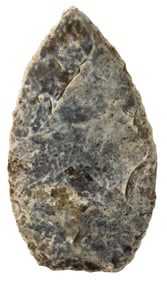 3 3/8" San Gabriel Knife. Knife River Flint with white Patina. Texas. Rogers COA.