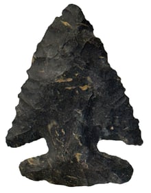 2 9/16" Thebes. Black Color Chert. Midwest. Ex Gilbert Cooper and Jeff Hunt. Rogers COA.