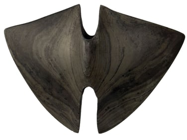 4 7/8" Slate Winged Bannerstone. Slate. Old collection label in hole. Jake Leehial 11/66.
