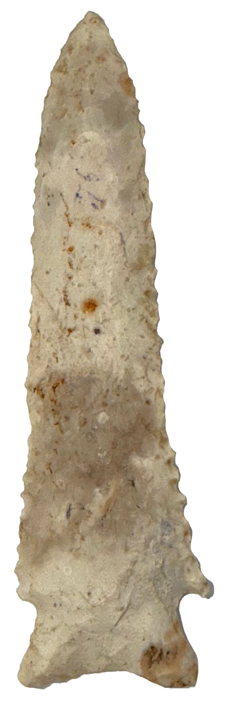 3 13/16" Stillwell. White/Tan Flint. Great Serrations. St. Claire County, Illinois.: 3 13/16" Stillwell. White/Tan Flint. Great Serrations. St. Claire County, Illinois. Ex Scott Richards, Rodney Richards, and Steve Ford Collections.