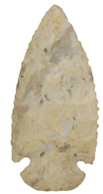 2 15/16” Dovetail/Pulaski. Illinois. Blue tinted white chert. Ex Ken Edwards. Putty