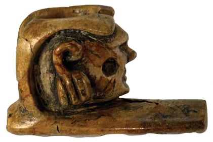 2 1/2" Hopewell Human Warrior Effigy Pipe. Scioto County, Ohio. Ex R. Weick and C. Helm.