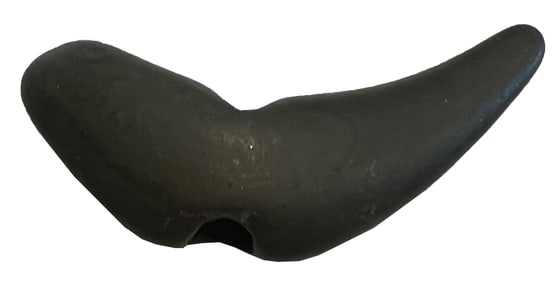 3 9/16” Salvaged Crescent Bannerstone. Found in 1978 by Roger Leatherman. Stermer COA.