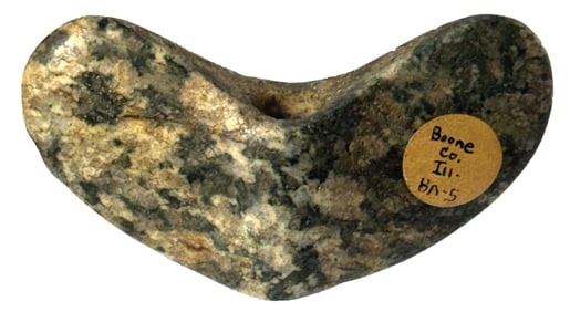 3 1/2" Speckled Granite Bannerstone. Boone County, Illinois. Ex John Grody.