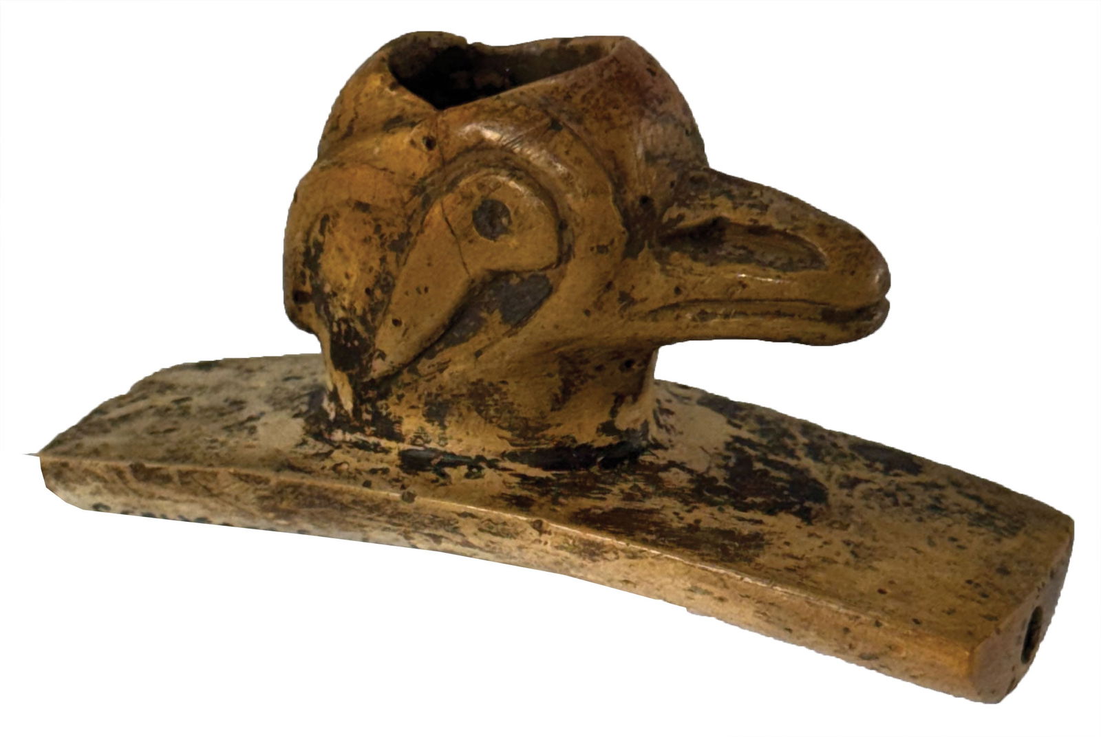 3 3/4" Woodpecker Effigy Pipe. Recovered near Grantsburg, Crawford County, Indiana. (1 of 5)