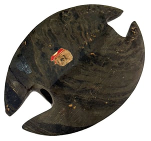 5 7/8" Slate Ovate Bannerstone. Ohio County, Indiana. Ex Byron Anderson (B-52 BA).