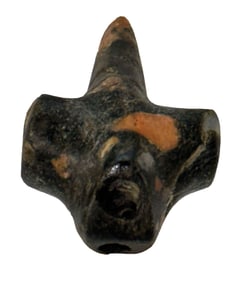 2 1/8" Porphyry Popeye Birdstone Head Pendant. Kent County, Michigan. Anciently Salavaged.