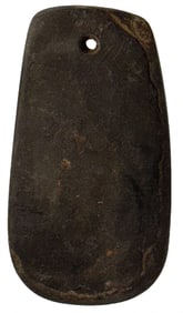 3 1/2" Pendant. Black/Brown Slate. Cocke County, TN. Ex Nick Gray.