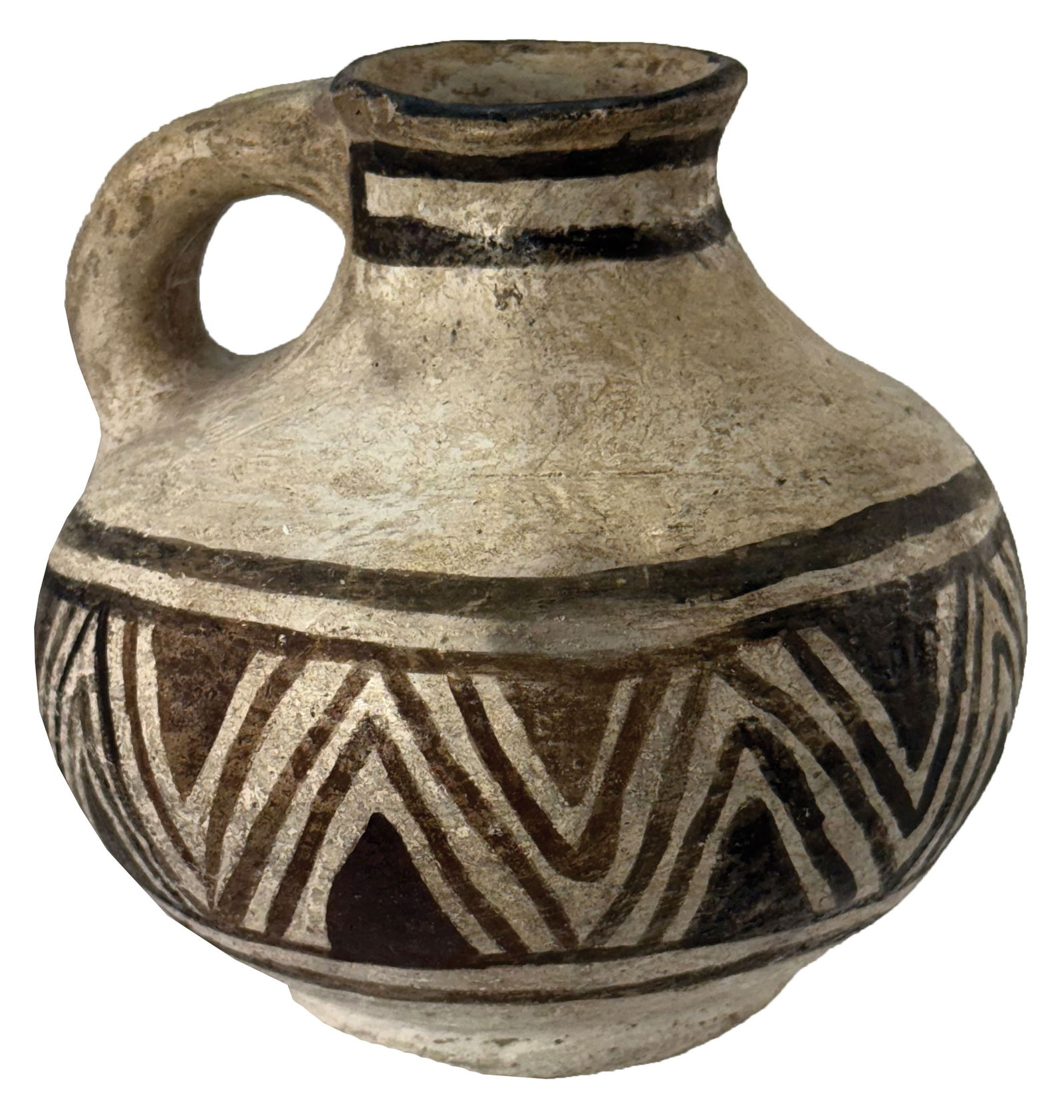 4 1/2" Anasazi Pitcher. New Mexico. Solid with Original Paint. Ex Dr. Gordan Noakes. (1 of 2)