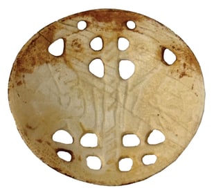 2 1/4" Shell Gorget. Henry County, Tennessee. Ex Pete Bandoin and John Tilley.