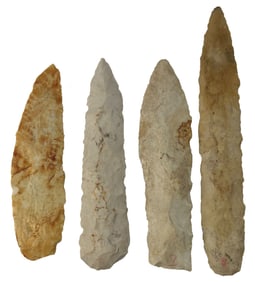 4 Knives. 4 13/16" to 6 7/8". Burlington. Ex Bob Croasdale Collection.