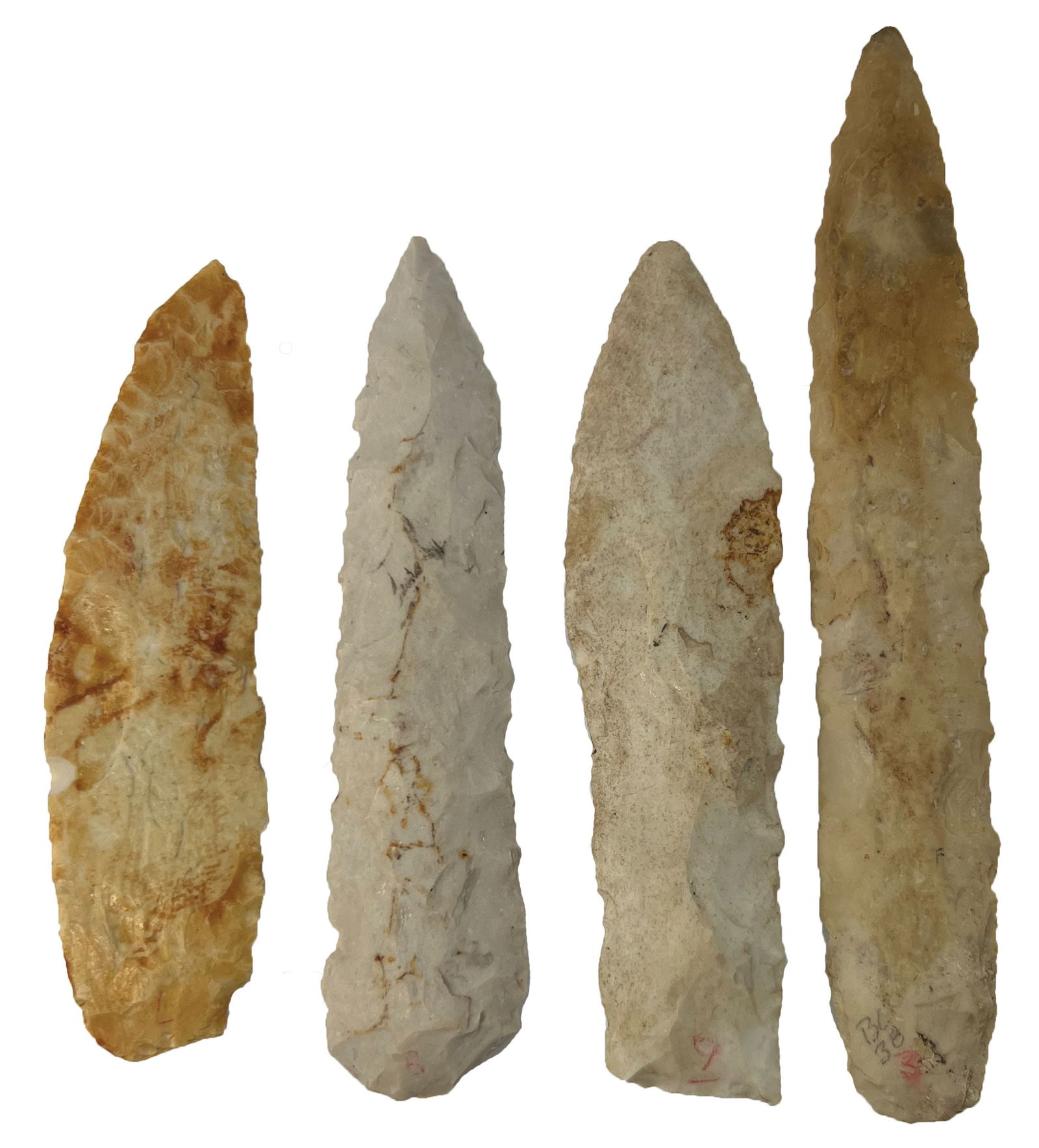 4 Knives. 4 13/16" to 6 7/8". Burlington. Ex Bob Croasdale Collection. (1 of 2)