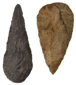 2 Points. 3 1/16" " & 3 1/2". Variety of Matieral and Styles. Ex Bob Croasdale Collection.