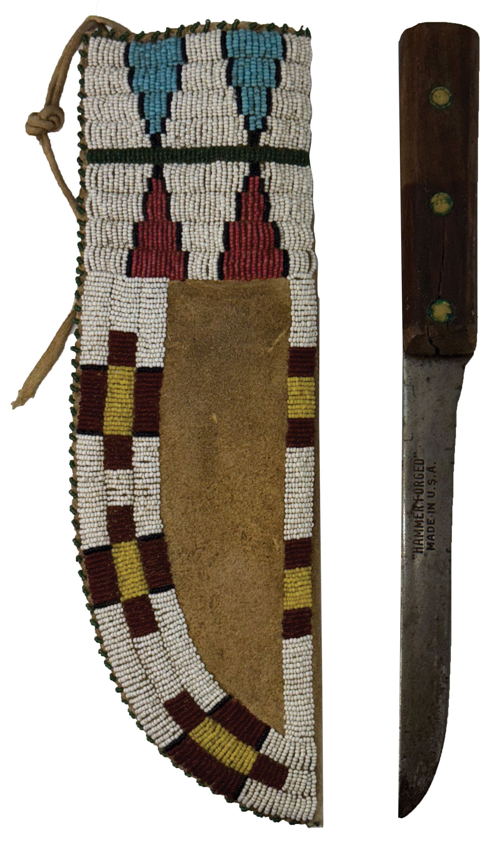 10 9/16” Northern Plains Beaded Sheath and 10 11/16” Knife. Ex Steve Switzer. (1 of 2)