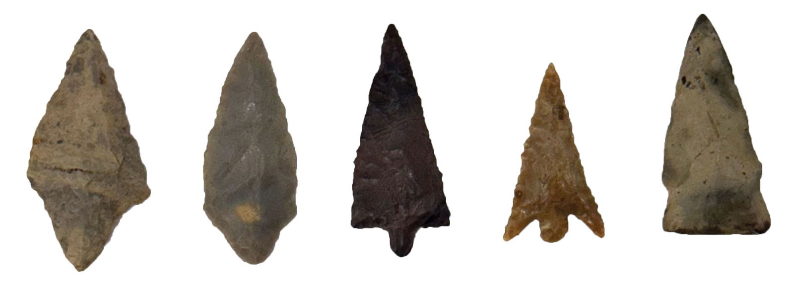 5 Small Birdpoints. 1 1/4” to 1 3/4”. Variety of Matieral and Styles. Ex Bob Croasdale. (1 of 2)