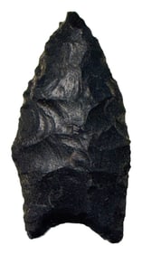 1 7/8” Clovis/Folsom. Missouri. Black Chert. Ex Charles Comfort.