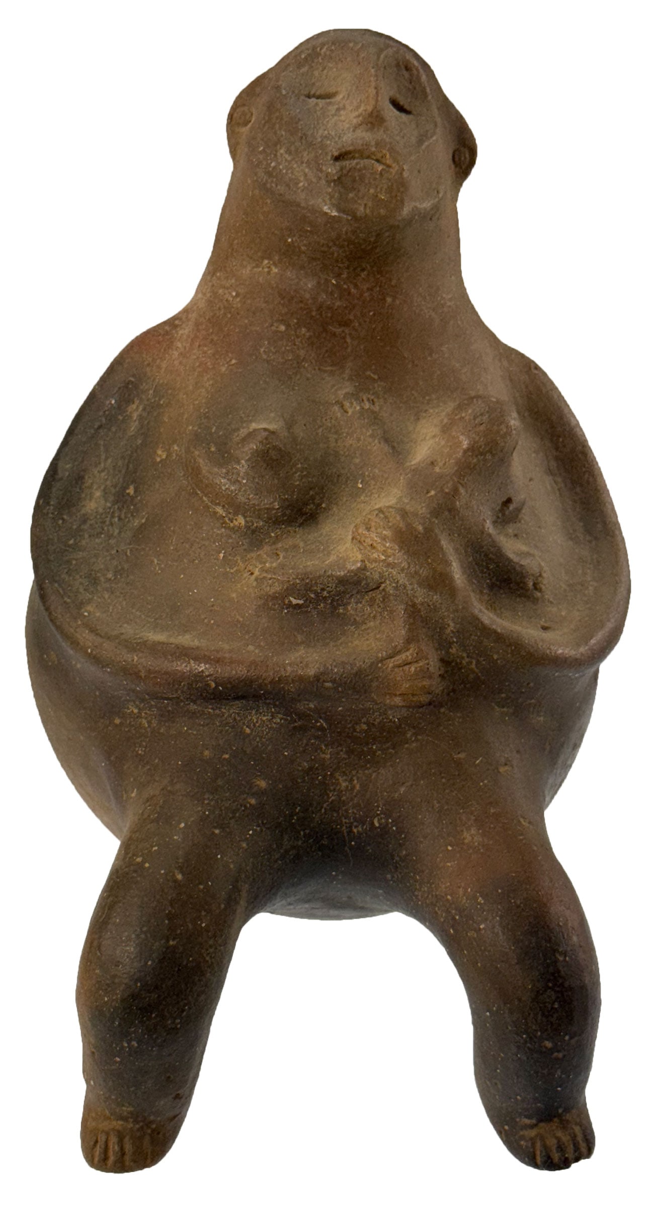 7" Female Nursing a Baby Pottery Jar. Highly engraved. Polk County, Arkansas. Ex Bill Rowlett. (1 of 5)