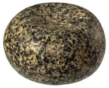 2 7/8" Discoidal. Colorful Salt and Pepper Granite. Nice surface polish. Motley COA.