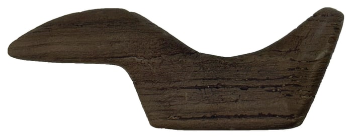 3 1/2" Fantail Type Birdstone. Banded Slate. Scioto County, Ohio. Berner and Davis COAs.