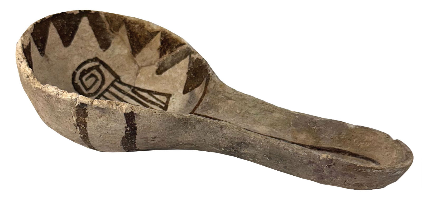 8 1/2" Mimbres Pottery Ladle / Dipper. New Mexico. Glued. Ex George Hoke Collection (1 of 3)