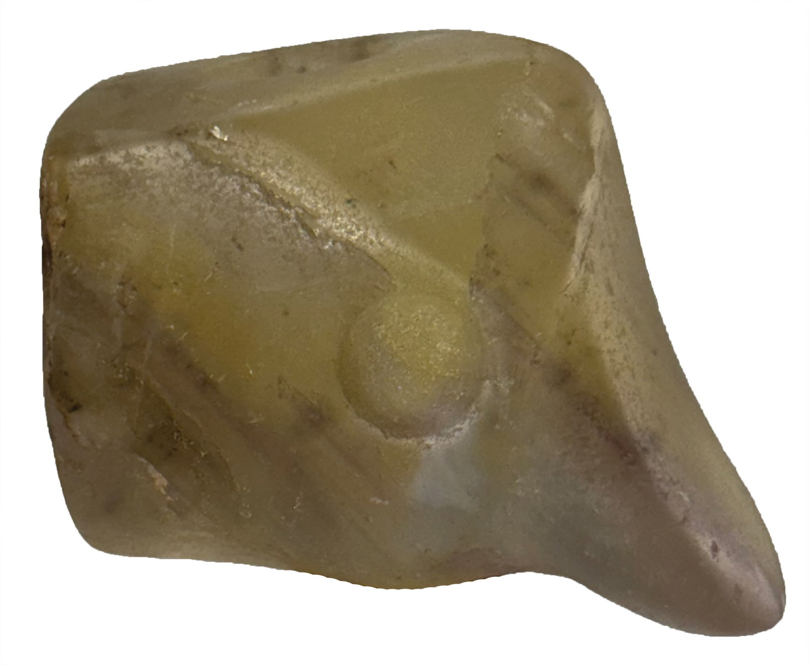 2 1/4" Chlorite Bird Head Bead. Translucent. Ex Byron Anderson (P-28 BA).: 2 1/4" Chlorite Bird Head Bead. Translucent. Ex Byron Anderson (P-28 BA).