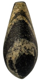 3 3/8" Hardstone Grooved Plummet. Pemiscott Co Missouri. Colorful Example.