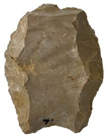 2 5/8" Paleo Debitage. Well patinated hornstone. Spencer County, IN. Ex Stvce Switzer.