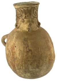 10 3/8" Costa Rica Effigy Bottle. Baked Clay. Ex Paul Ritcher Collection. Perino COA.