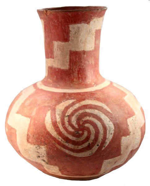 Nodena Red and White Bottle. Lacy Site, AR: 240. 10” Nodena Red and White Bottle. Lacy Site. Mississippi Co, AR. Professionally restored. Beautiful example with deep red tinted paint. Ex-Kent Strange