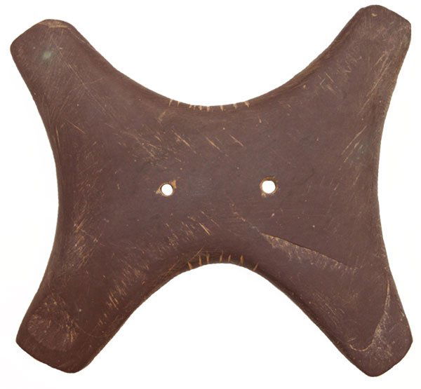 Reel Gorget. Ex-Stroud, Roberts, Billy Bush: 393. 4” Reel Gorget. MS. Ex-Stroud, Roberts, Billy Bush. Brown Slate. Highly developed