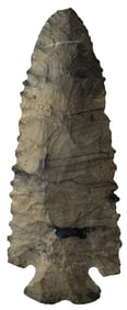 4" Kirk Corner Notched. Nice Serrated Edges. Ex Swann and Hinshaw Collection.