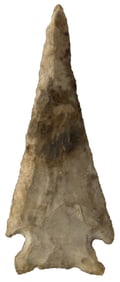 3 5/8" Kirk Corner Notch. Tan with dark spot. Indiana. Ex Hinshaw Collection.