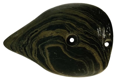 3 3/16" Effigy Gorget. Banded Slate. Huron County, Ohio. Pictured. COA's.