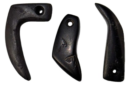 3 Canal Coal Pendants. Recovered in the 1950s. Ohio. Ex Dr. Stanley Copeland.