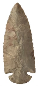 3 1/2" Dovetail. White/Pink Chert. Nice. Ex Ronald Max Hinshaw Collections.