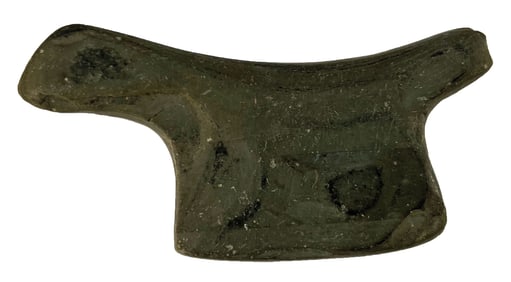 3 1/2" Birdstone. Banded Slate. Undrilled. Ohio. Ex Earl Townsend, Jr (T5256).