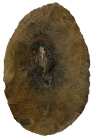 9" Large Oval Blank. Greenish/Tan Chert. Indiana. Ex Richard "Dick" Meister.