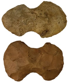 2 Spiro Flint Axes. 4 1/2" & 5". Oklohoma. Ex King Ross Collection.