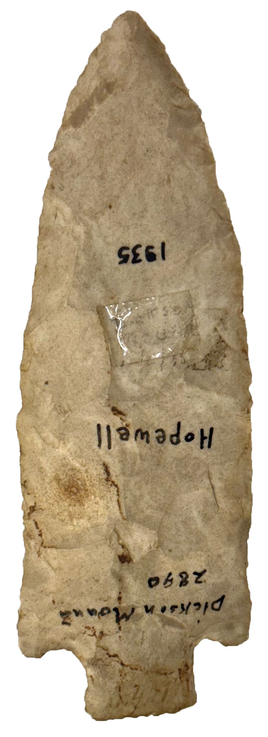 5 3/4" Large Hopewell Spear Point. Burlington. Illinois. Dickson Mounds area. (1 of 5)