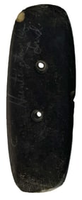 4 1/2" Two Holed Gorget. Slate. Huntington Co, IN. Ex Cameron Parks.