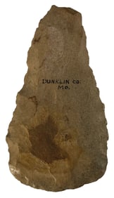 6 11/16" Hoe. Tan Mill Creek Chert. Dunklin Co, MO. Ex L Platt Collection.