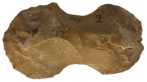 4" Double Bitted Axe. Tan Chert. Arkansas. Ex Doug Watkins.